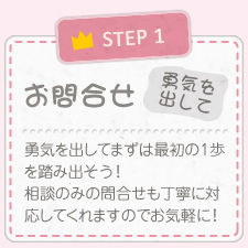 問合せ・相談　勇気を出してまずは一歩を踏み出そう！相談のみのお問合せもスタッフが丁寧に対応してくれます。
